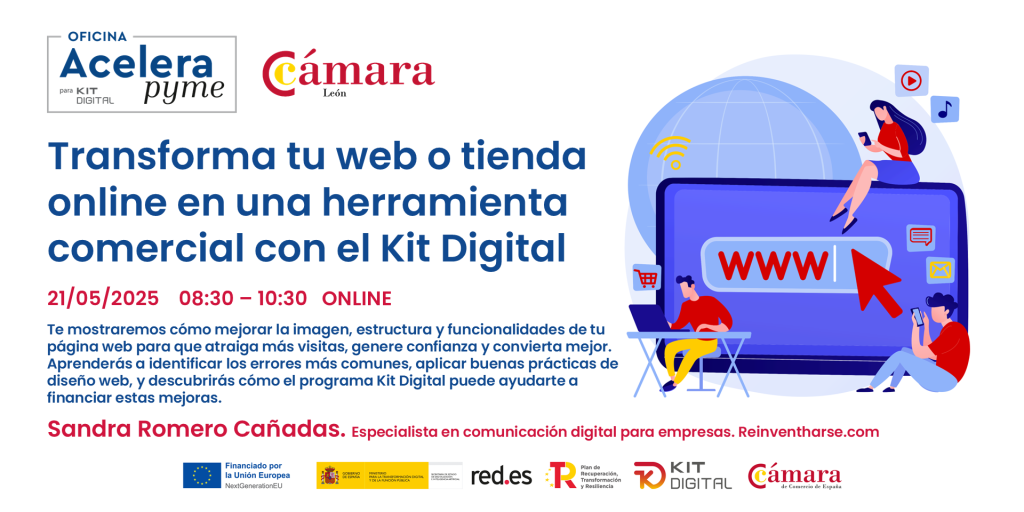 Cartel Transforma tu web o tienda online en una herramienta comercial con el Kit Digital