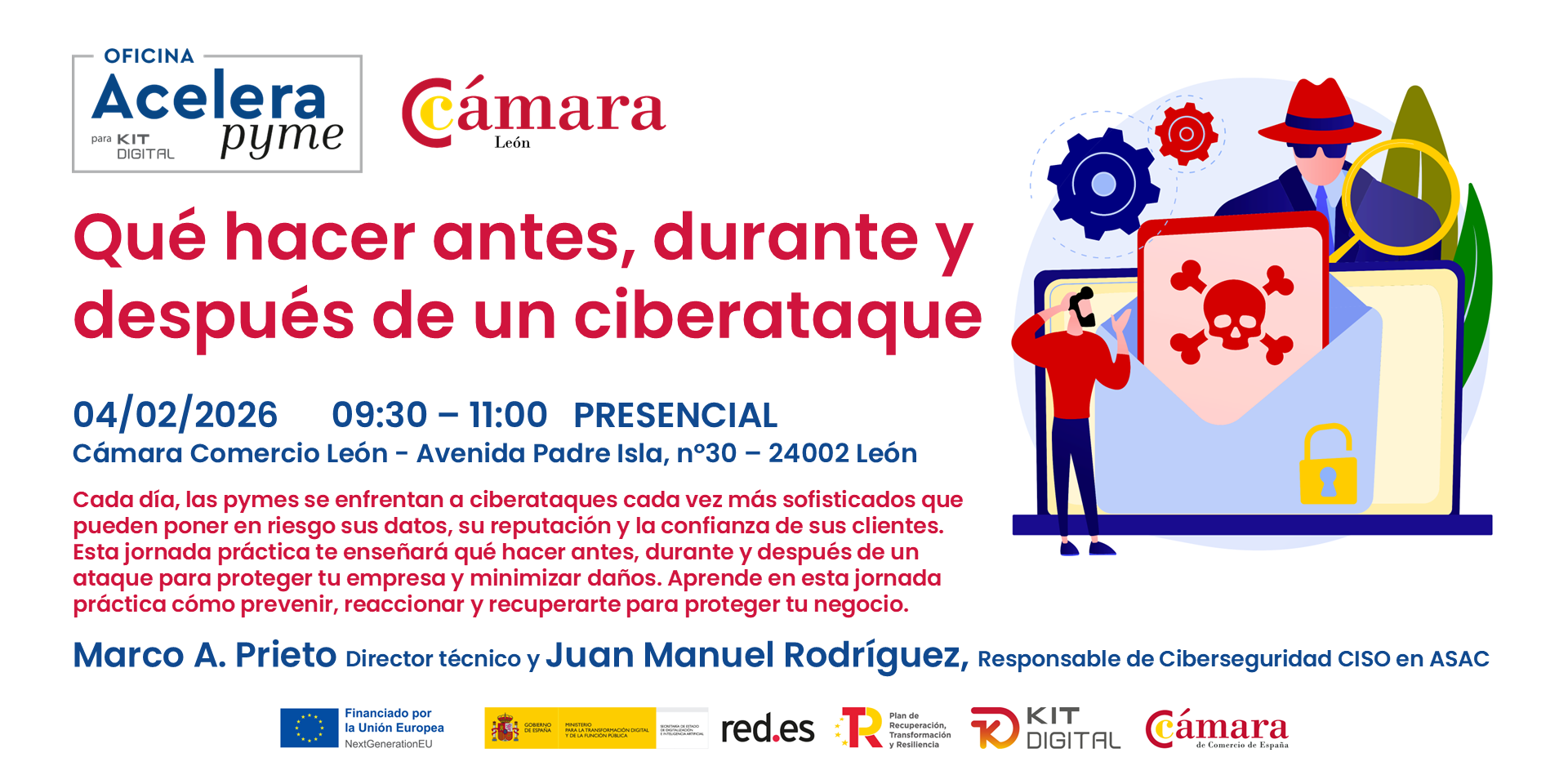 Cartel Qué hacer antes durante después ciberataque